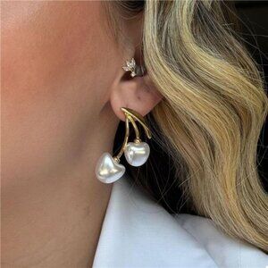 18K Gold-Plated Pearl Cherry Earrings